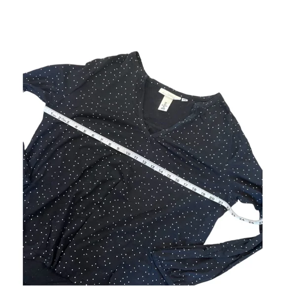 H&M Black & White Polka Dot V Neck Long Sleeve Lightweight Top L - Picture 6 of 8